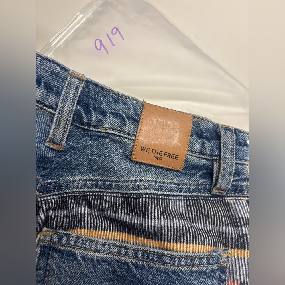 We The Free People Rocky Mountain Straight Leg Jeans Size 24 Boho Patchwork - Picture 7 of 9